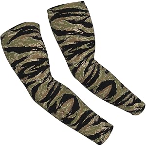 JIPOFD Tiger Stripe Camo Print Arm Sleeves Pair Sun Guard Cooling Wear For Driving Gardening