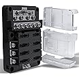 True Mods 6 Way Fuse Box with 12 Ground Negative Busbar for Automotive [12V - 32V DC] [100 Amp Max] [Modular Design] [ATC/ATO Fuses] [LED Indicator] Auto Marine Ground Fuse Block