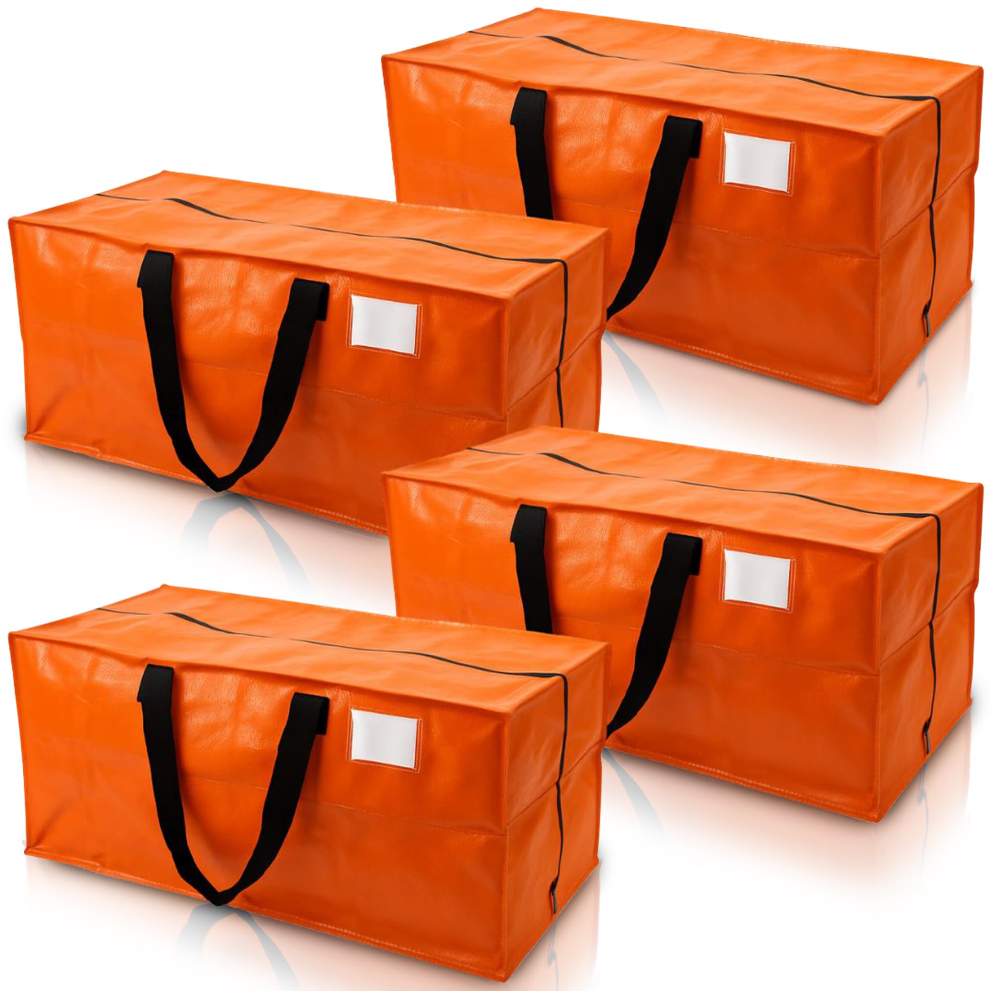 DURASACK Heavy Duty Moving Bag Storage Container with Zipper, Reinforced Carry Straps and Backpack Straps, Made of Rugged Woven Polypropylene, Pack of 4, Orange