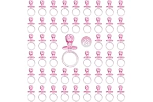 ZYFLSQ 50 Pieces 2.75 Inch Baby Pacifier Baby Shower Plastic Pacifier for Baby Shower Pacifier, Baby Shower Gender Show Party Decoration DIY Baby Shower Birthday Party Gift (Pink)