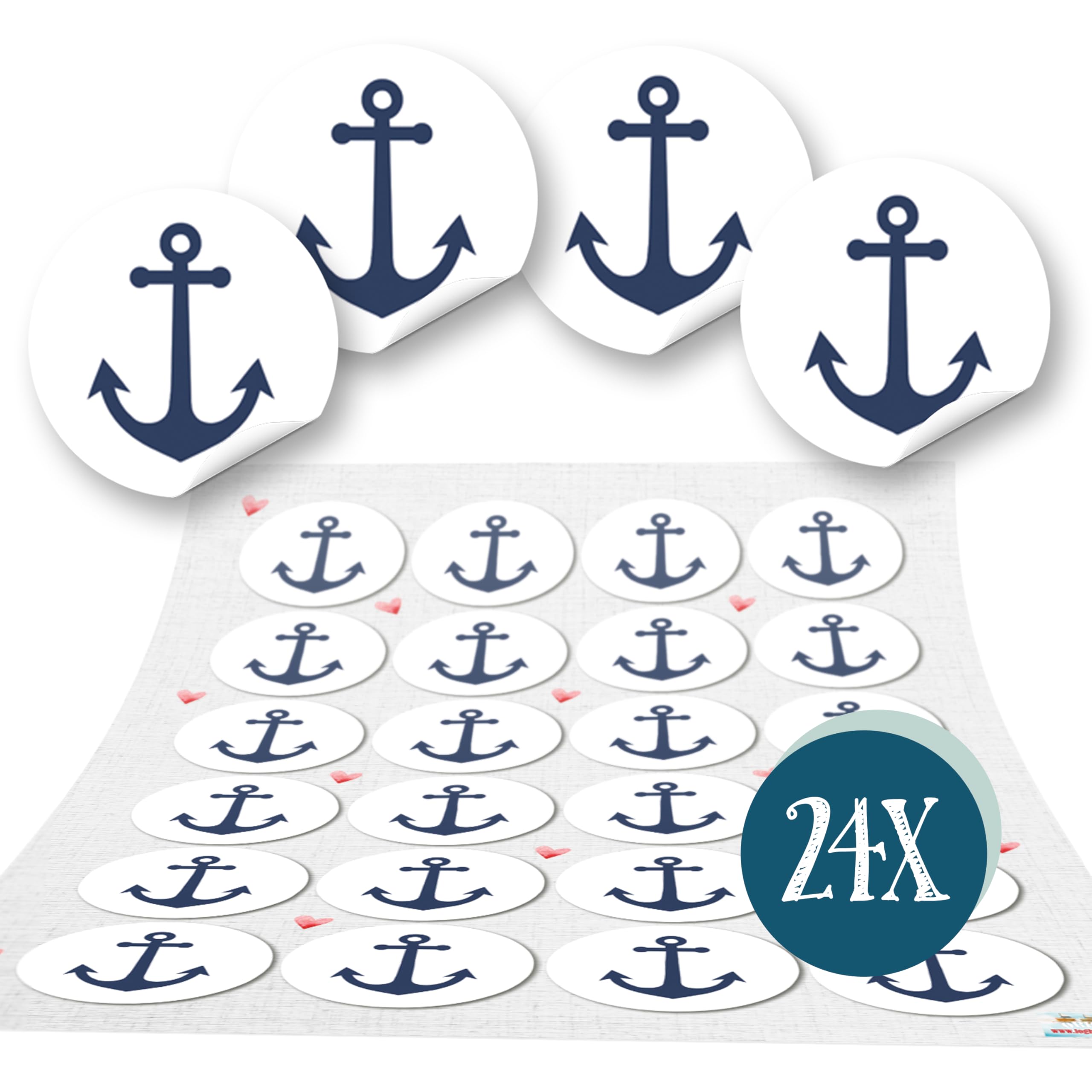 Anchor Stickers, Set of 24, Maritime Stickers, Decorative Summer, Sea & Beach, Stickers Maritime, Decoration for Cards, Gifts & Party, Decorative Stickers Small, Maritime Decoration, Ship Anchor