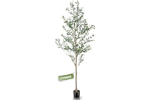 LYERSE 6ft Artificial Olive Tree Tall Fake Potted Olive Silk Tree with Planter Large Faux Olive Branches and Fruits Artificial Tree for Office House Living Room Home Decor
