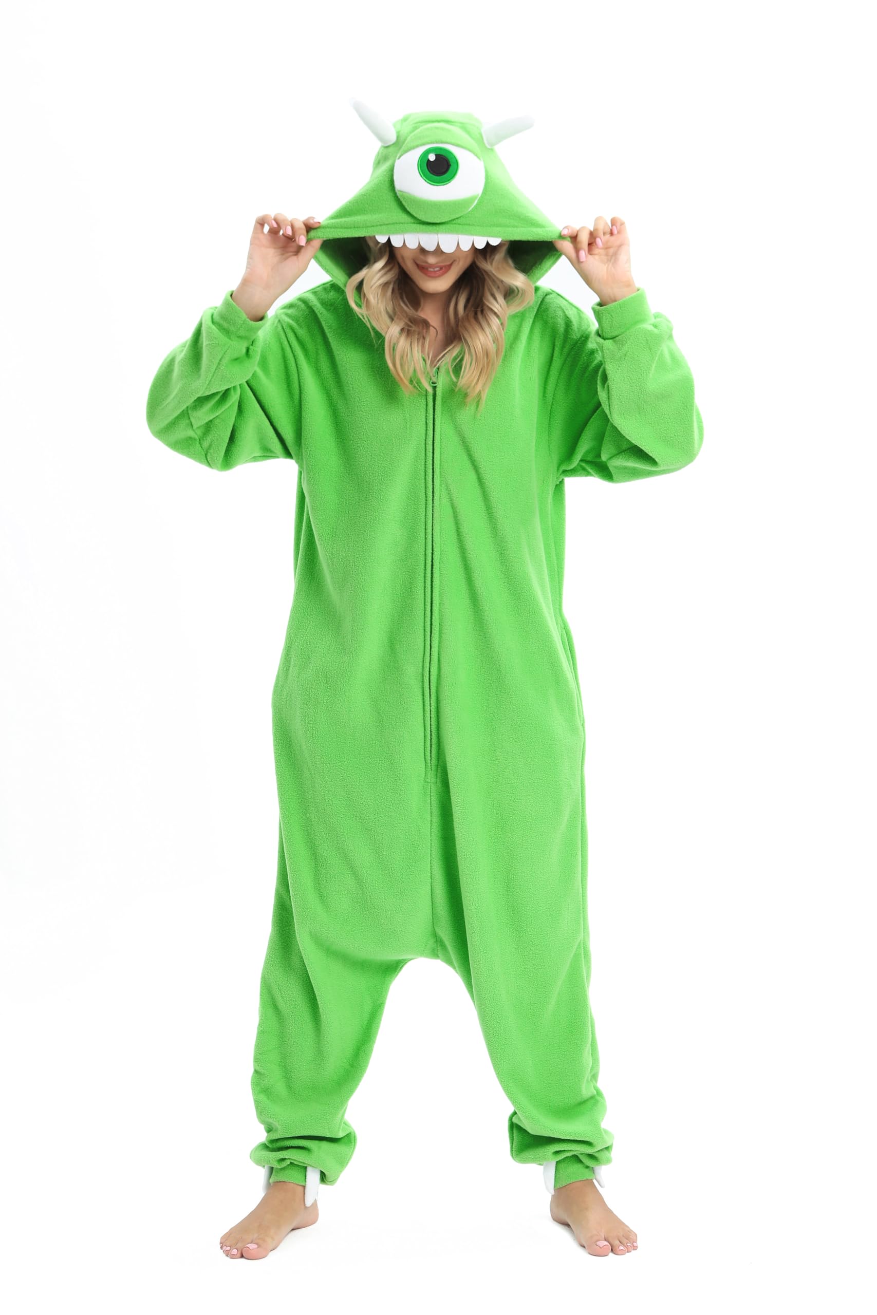 Photo 1 of Lianshp Adult Animal and Sea Creature Onesie Pajamas Halloween Cosplay Costume Green
