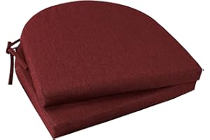 Topotdor Outdoor Chair Cushions Set of 2, Waterproof Patio Chair Cushions for Outdoor Furniture, Round Corner Seat Chair Pads with Ties for Patio Garden Dining Office, 17"x16"x2", Red