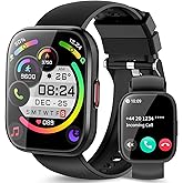 aycy Smart Watch for Men Women Bluetooth Call, 1.85" HD Touch Screen Fitness Watch with Sleep Heart Rate Monitor, 112+ Sports Modes, IP68 Waterproof Activity Trackers for Android iOS, Black