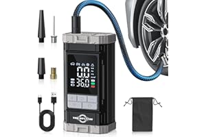 Aneson Tire Inflator Portable Air Compressor, Cordless Air Pump for Car Tire 150PSI with Battery, Electric Bike Pump with Pressure Gauge, Auto Shutoff, for Bicycle, Ball, Motorcycle