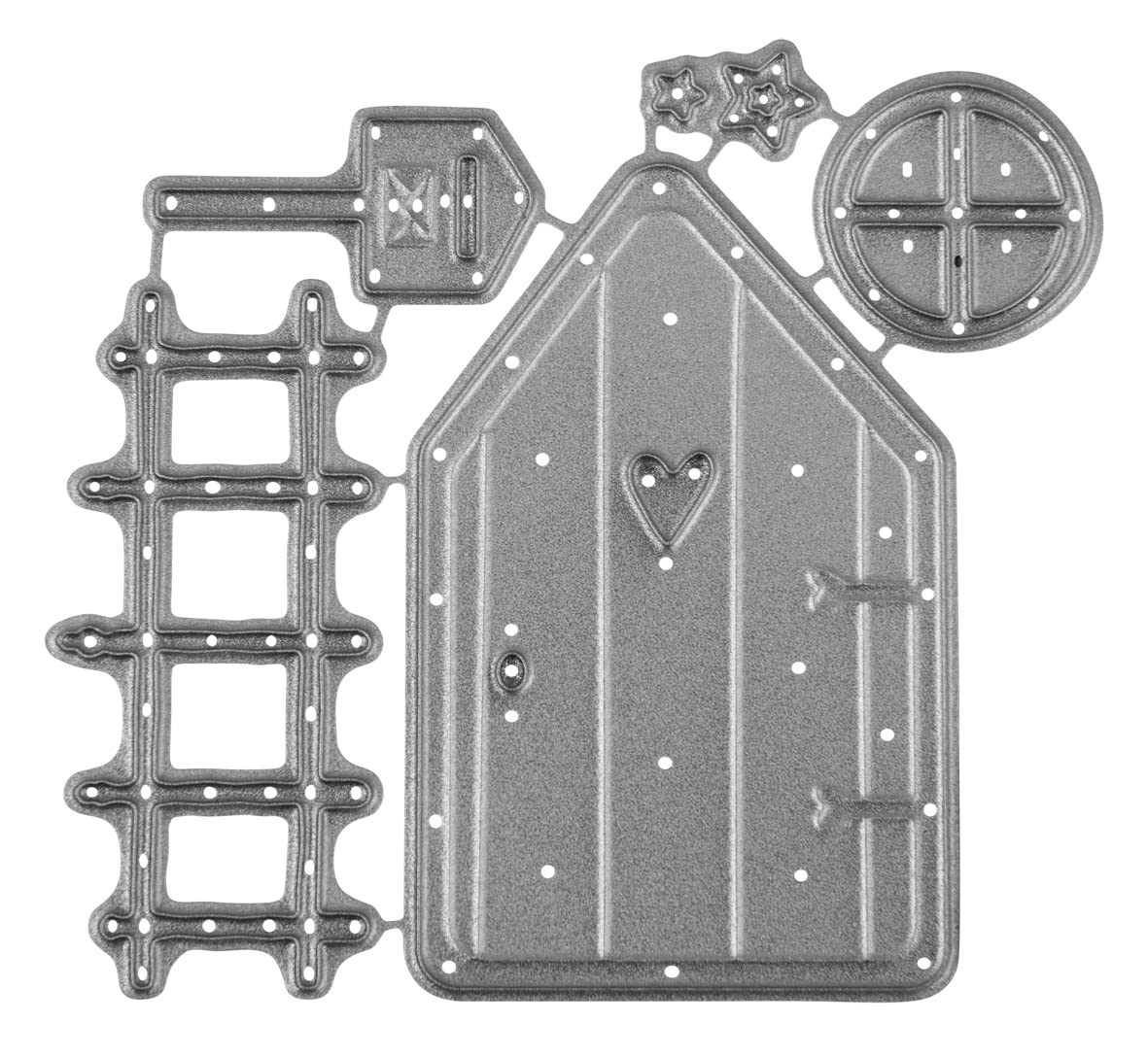 Rayher Set of Five Metal Cutting Dies with Fairy Door Design, Paper Craft Die for Card Making and Scrapbooking, 0.4-4.6cmx0.4-5.5cm, silver, steel, 50269000