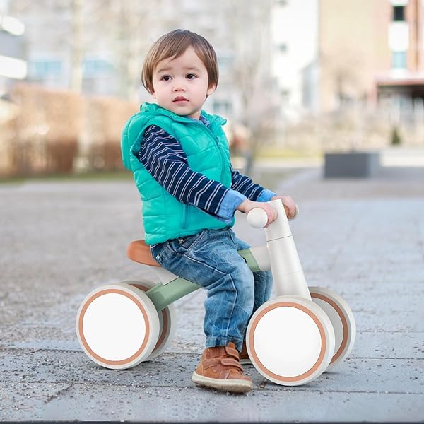 SEREED BABY BALANCE BIKE FOR 1-2 YEAR OLDS – 4 WHEELS, FIRST BIKE FOR TODDLERS, BIRTHDAY GIFT (GREEN)