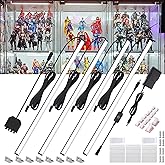 Martronic 4-Pack 12 Inch LED Display Case Lighting Kit, Black Dimmable Bookshelf Light Bars with 12V Power Adapter, 6000K Bright White, Plug-in Slim Lights for Shelves, Curio Cabinets, and Bookcases