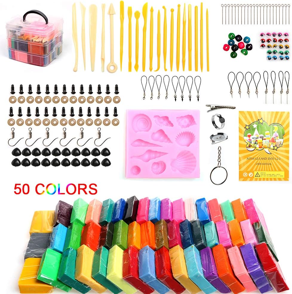 Polymer Clay Kit, 50 Colors Oven Bake Clay for Kids, Modeling Clay Set with Clay Tools and Accessories, Non-Stick, Non-Toxic, Ideal DIY Gift for Kids