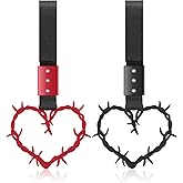 Fabbay 2 Pieces Heart Handle Keychains Car Accessory Heart Hand Strap Drift Charm for Car Interior Exterior Decoration(Red and Black,Thorns Style)