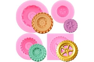 Zixiang 3D Round Tire Fondant Mold Truck Wheel Shape Silicone Mold For Cake Decorating Cupcake Topper Polymer Clay Candy Chocolate Gum Paste Set Of 4