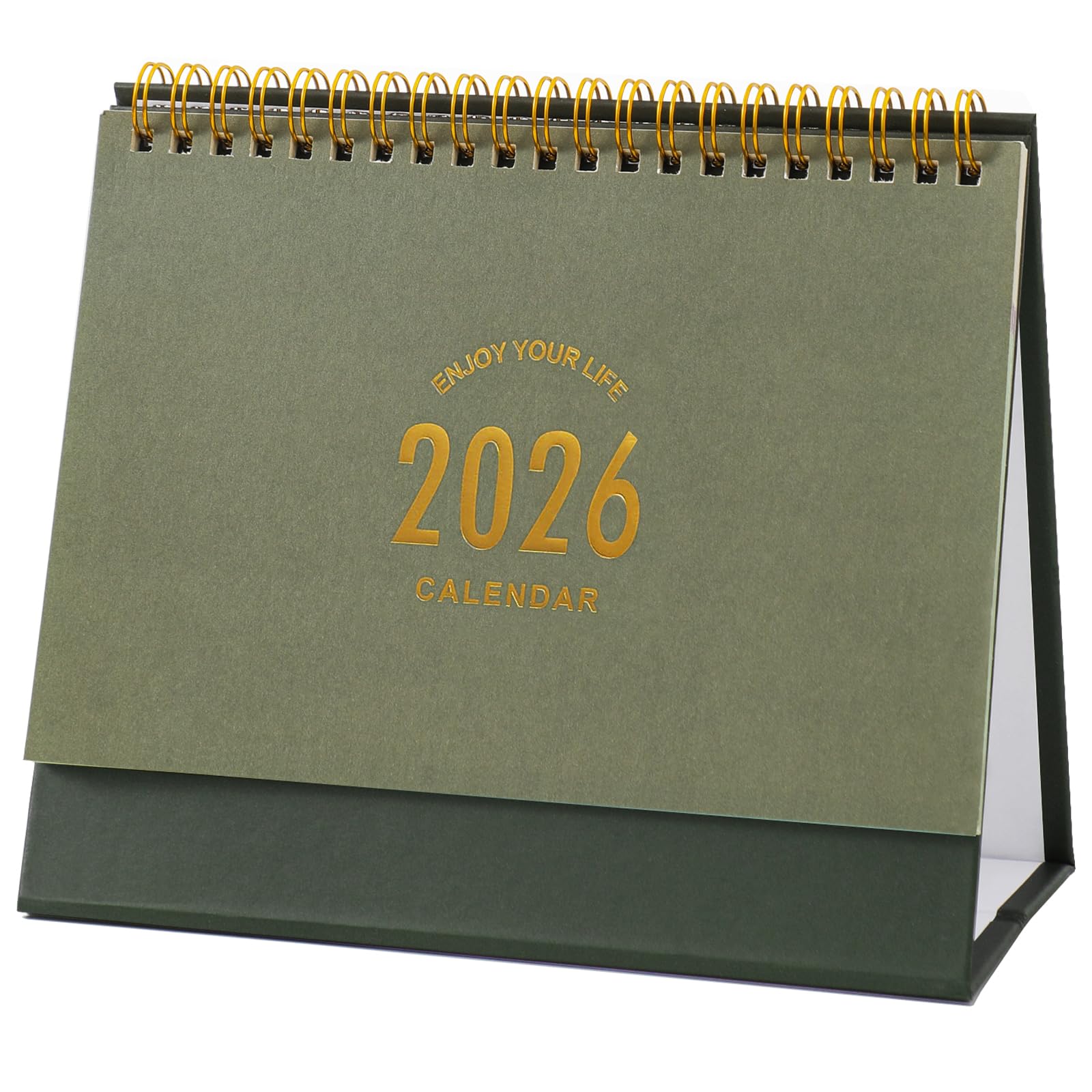 Small Desk Calendar 2026-2027, Standing Flip Desktop Calendar from Now to June 2027 - Metal Ring Twin-Wire Binding Monthly Desktop Calendar for Home Office School (Green)
