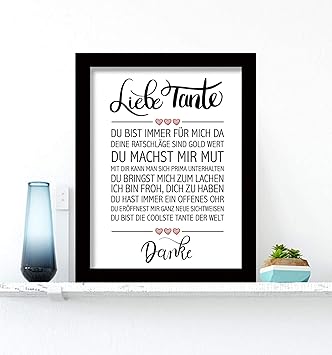 Close Up Beste Tante Danke Zitate Poster Deko Geschenk Zum Geburtstag Weihnachten Jeden Tag 30 X 40 Cm Premium Qualität Mit Schwarzem