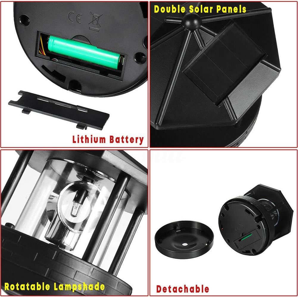 Zchui Solar Powered Lighthouse, Waterproof IP44 360 Degree Miniature Rotating Garden Light, Black, free size - Image 4