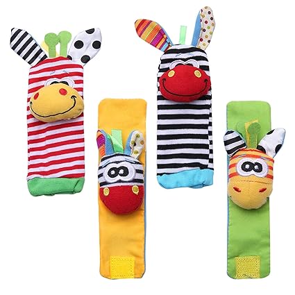 Baby Rasseln Handgelenk,Rassel Baby Handgelenk,Baby Kleinkinder Niedlichen Cartoon Tier Spielzeug Set 2 stücke Socken Fuß Fin