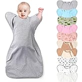 Knirose 3-Way Wearable Swaddle Blankets Sleep Sacks with Arms Up, Hands Up Sleeping Sack Easy Diaper Changing Sleeping Bag for Baby Boy Girl Newborns Transitions to Arms-Free Calms Startle Reflex