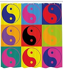 Ambesonne Ying Yang Shower Curtain, Pop Art Design