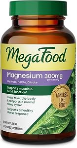MegaFood Magnesium Glycinate, Malate, Citrate 300mg, 120 Capsules | Highly Absorbable 3 in 1 Magnesium Complex Blend to Suppo