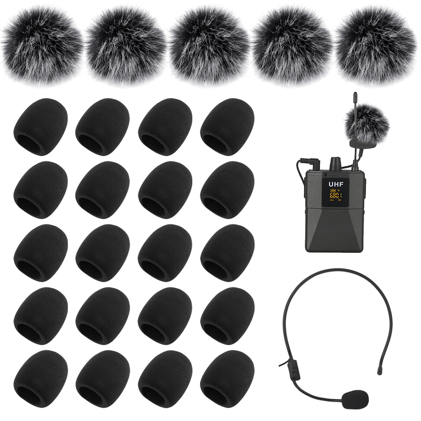 BDSHUNBF 25 Packs Microphone Windscreen, Microphone Foam Cover, Windscreens Sponge Foam Covers, Furry Windscreen, Microphone Covers Foam, Foam Mic Cover, for Headset Microphone