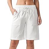 Willit Women's Linen Shorts Casual Bermuda Long Linen Shorts High Waisted Comfy Summer with Pockets 5" 10"