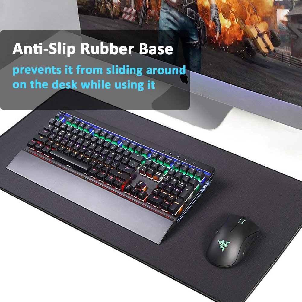 Gaming Mouse Pad Large Extended Mat with Nonslip Base Waterproof for Computers (Black, XXXL)
