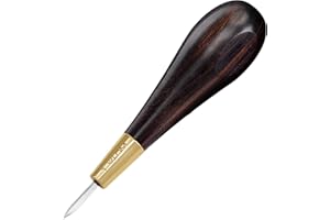 WUTA Shape Leather Craft Diamond Stitching Awl Ebony Blackwood Handle Sewing Awl Kits Handmade Sewing Tools DIY Stitcher Taper (Large 1pcs)