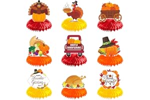 HEYPRIIL Thanksgiving Table Decorations Centerpieces, 9PCS Vivid, Double-sided Honeycomb Centerpieces for Party Supplies