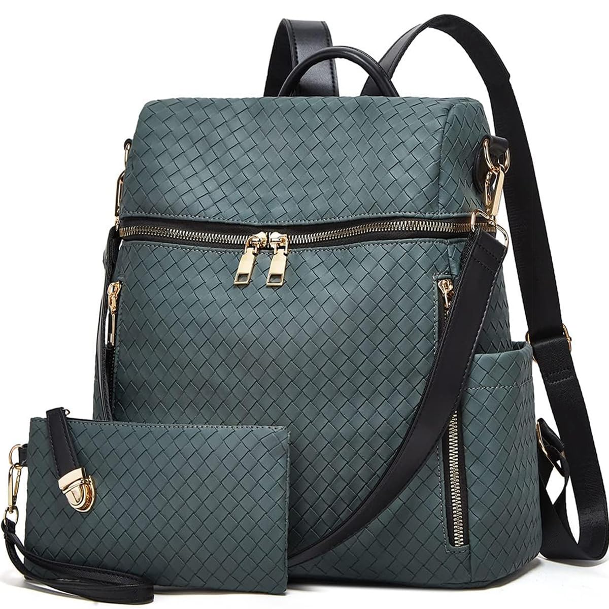 Photo 1 of Makes Backpack Purse for Women PU Leather Travel Satchel Handbag Convertible Design Bag with Purse 2 Piece