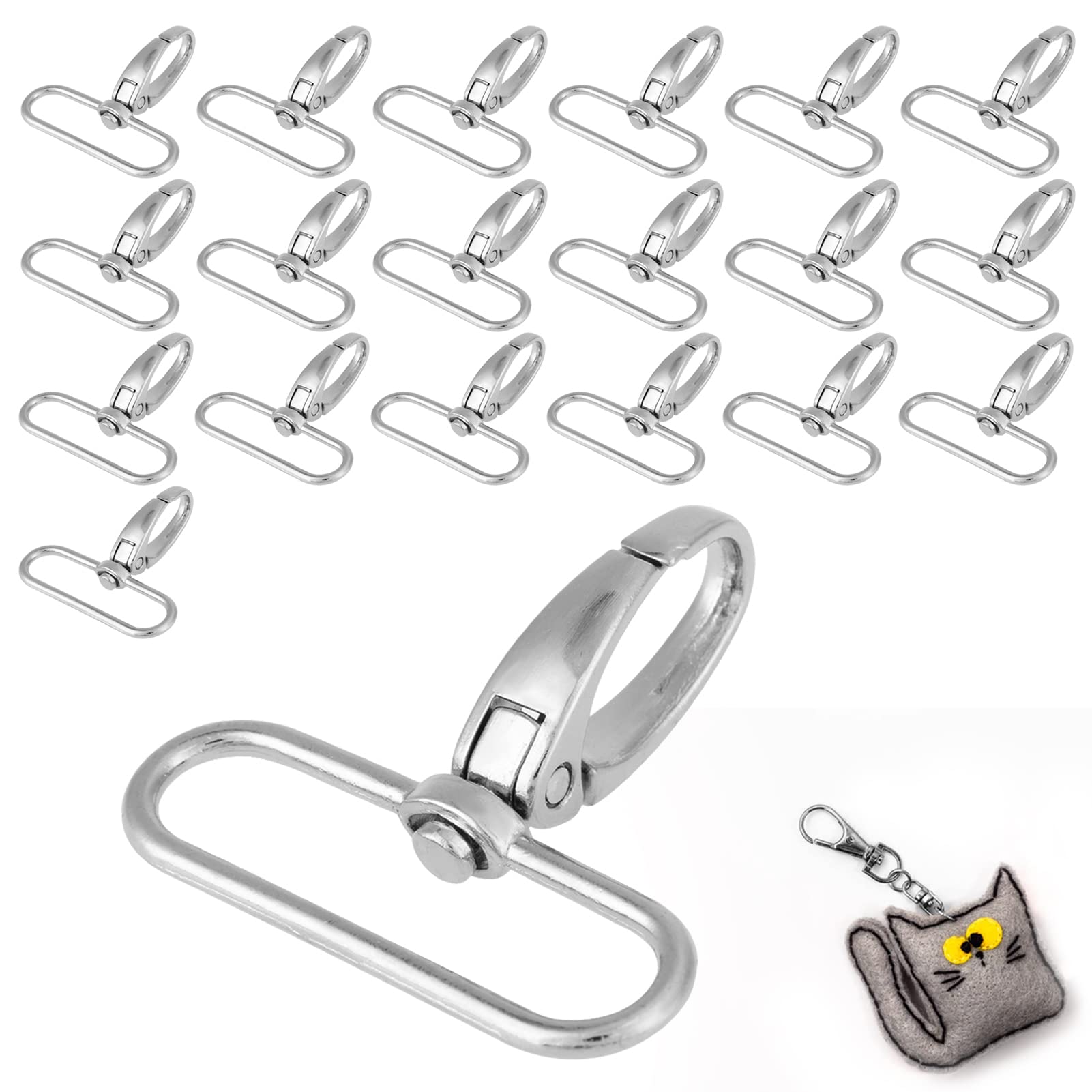 20 Pcs Swivels Clasps Lanyard Snap Hook, Swivels Snap Hooks with Zinc Alloy Material Swivels Clasps for Lanyard Keys(38mm)