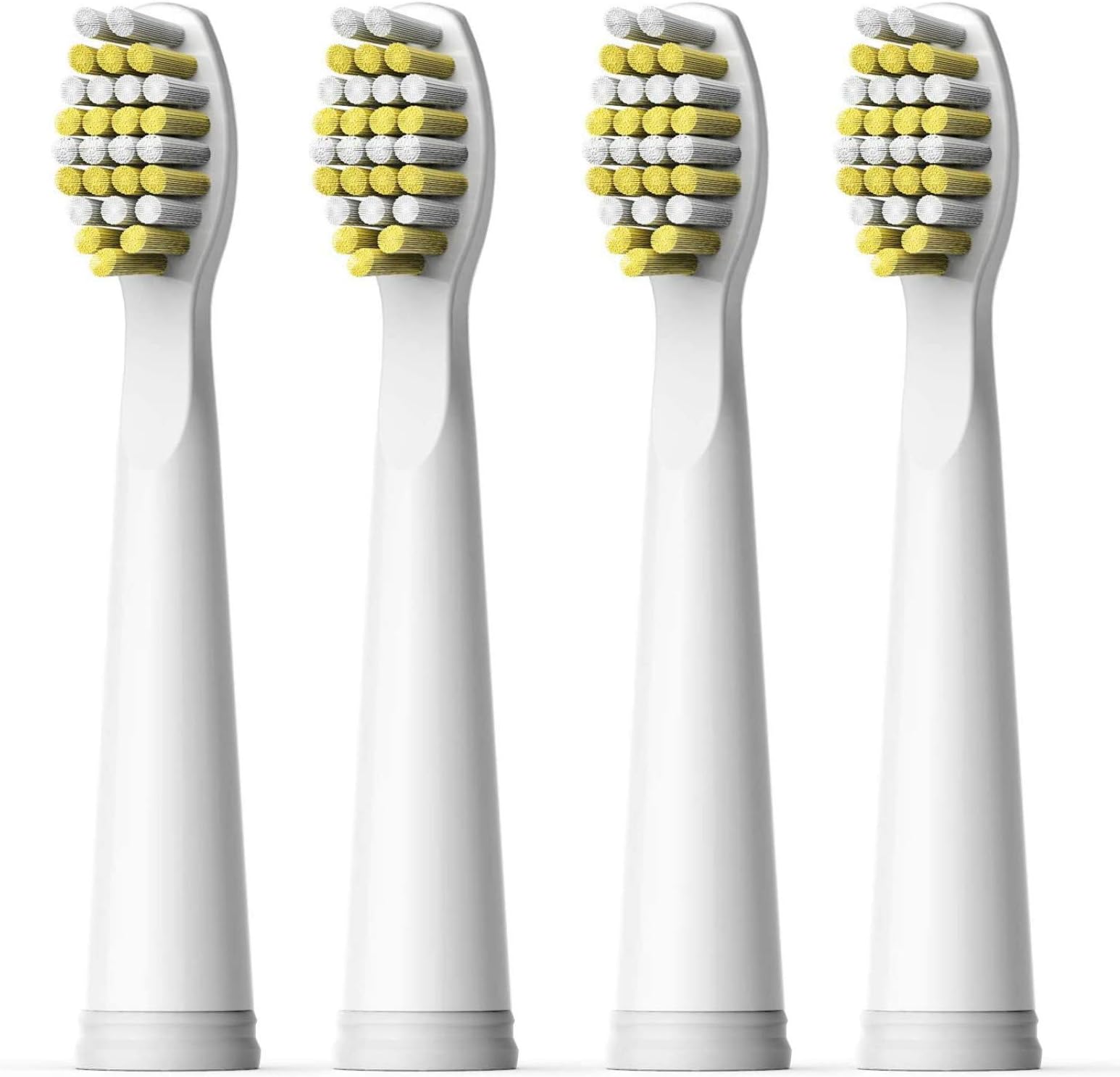 Fairywill Electeic Toothbrush Head x 4 White and Yellow Compatible for FW507,FW917,FW508, FW551, FW2011, FW959 Series White Toothbrush FW05