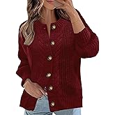 Rapbin Women's Cable Knit Cardigan Open Front Sweater Casual Long Sleeve Button Coats Outerwear