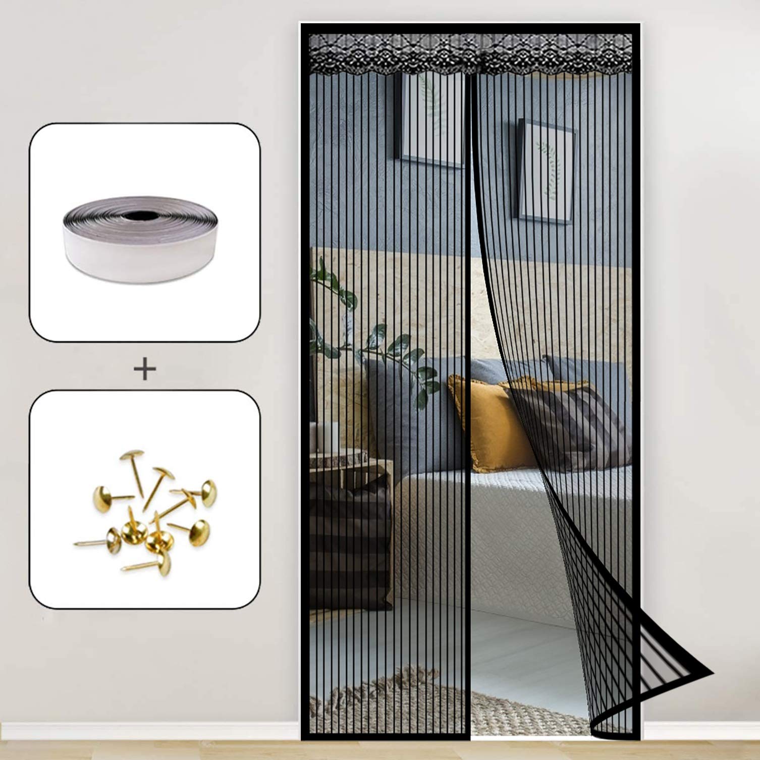 GOUER Magnetic Screen Door, 130x230cm High Density