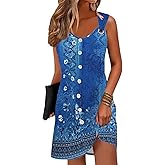 ETCYY Sun Dresses for Women 2026 Vacation Beach Swimsuit Coverups Sundresses Button Down Sleeveless Summer Dress
