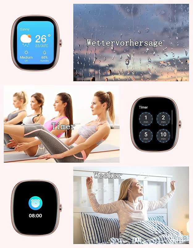 Smartwatch Damen mit Telefonfunktion,1.85"Smart Watch mit SpO2/Herzfrequenz