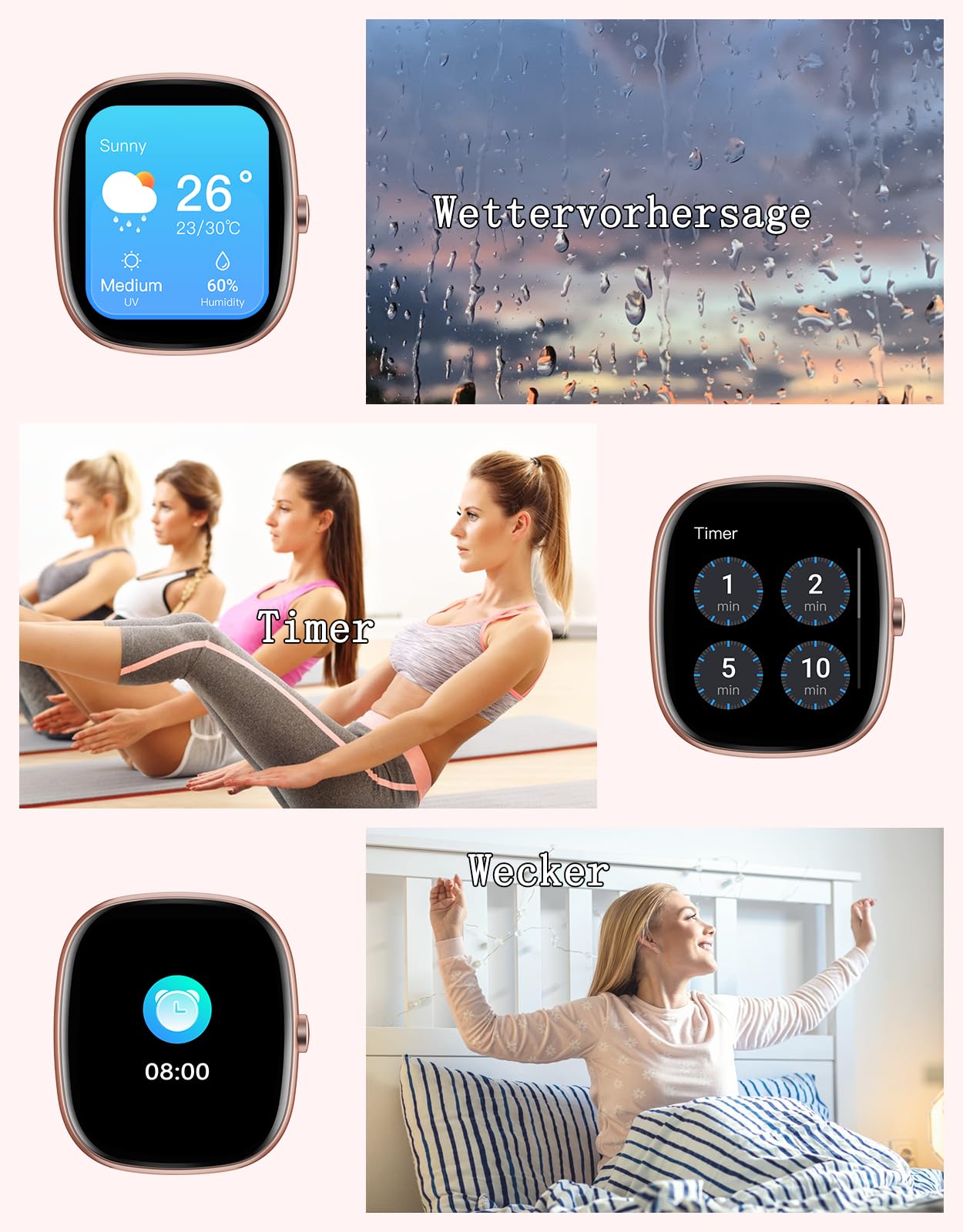 Smartwatch Damen Herren mit Telefonfunktion,1.85" HD Screen Fitnessuhr 7