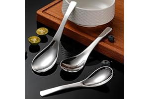 3 Pieces Soup Spoons, Stainless Steel Thick Heavy Weight Table Spoons, Spoon Set for Cereal Ramen Dishwasher Safe (15cm)