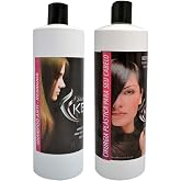 Kera Fruit Chocolate Keratin Treatment Kit 32oz (1L) - Professional Strength Brazilian Smoothing System for Coarse &amp; Curly Hair - Intense Straightening Keratina De Chocolate (Step 1 + Step 2)