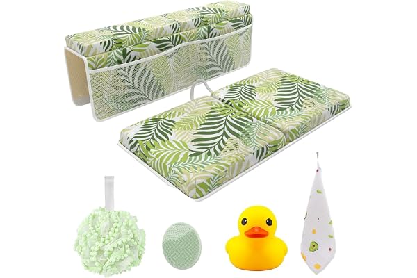 Sleepah Bath Kneeler and Elbow Kneeling Rest Pad Set for Baby Bathing – Waterproof Soft Memory Foam Mat Organizer Babies & To