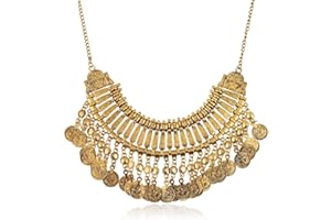 LUREME Vintage Engraved Coin Bib Statement Necklace Clavicle Necklace (01003295)