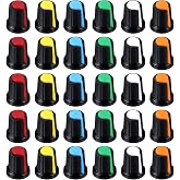 30 Pcs 6mm Knurled Shaft Potentiometer Knob, 6 Colors Potentiometer Control Knobs, Plastic Guitar Volume Tone Rotary Knob for Electric Guitar Volume Tone Knobs, Amplifier amp Volume Control, Style 2