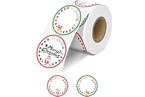JOYIT 2'' Christmas Thermal Labels - 600pcs Round Thermal Printer Labels with Dot Border, Waterproof Thermal Printer Stickers for Logo Design, Name/Price Tag, Thanks Card, Address, QR Code (White)