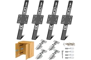 LOODMEO Sliding Hidden Door Track, Pocket Door Hardware, Smooth Gliding Pocket Door Slides with Hinges for Cabinet and Recessed Doors (14in, Set, 2)