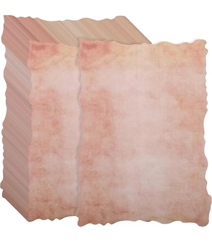 Harloon 100 Sheets Vintage Old Looking Cotton Watercolor Paper Cardstock Blank 200 Gsm Thick Antiqued Deckle Edge Virgin Paper For Drawing Writing Printing Invitations Greeting 5x7 Inch 50 Pcs