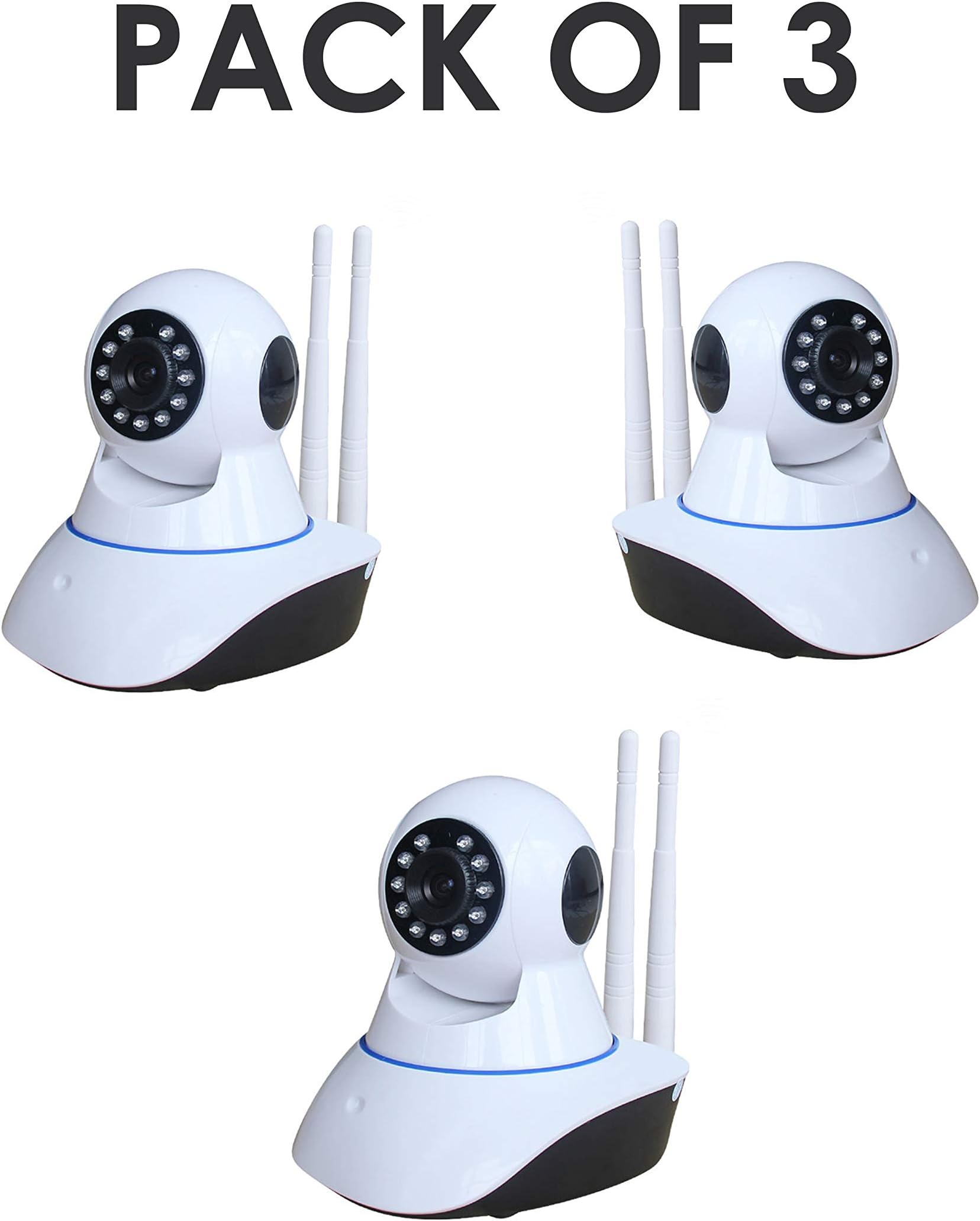 SYL PLUS IP01A WiFi Wireless HD IP Security Camera CCTV | Two Way Communication | Night Vision Camera | Supports Upto 128 GB SD Card [Dual Antenna] - Pack of 3