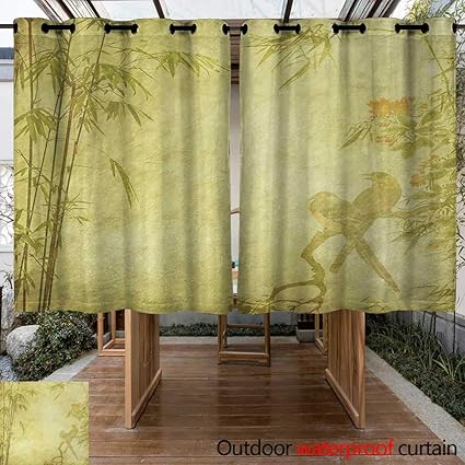 Amazon Com Outdoor Curtain Panel For Patio Bamboo Silhouettes Of
