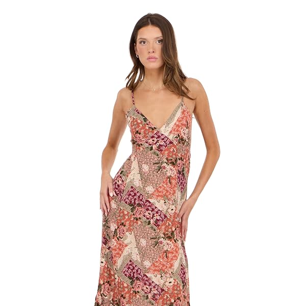 FOREVER 21 WOMEN’S SPAGHETTI STRAP DRESS WITH TIE BACK, TAUPE, M
