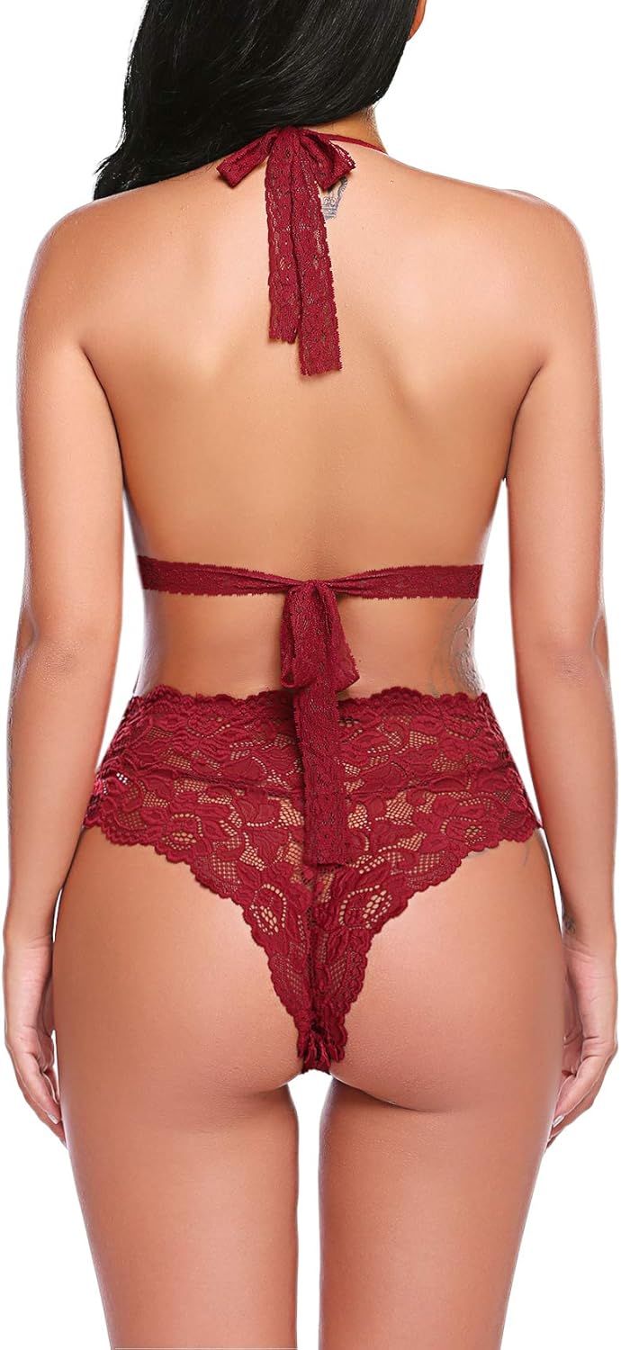ADOME Women One Piece Lingerie Snap Crotch Bodysuit Lingerie Lace Teddy: Clothing