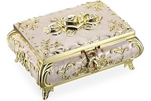 Hipiwe Jewelry Storage Chest Rectangular Keepsake Storage Box Trinket Decorative Box for Rings Earrings Holder Gift for Women, Large