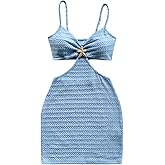 Floerns Women's Boho Knitted Cut Out Bodycon Dress Starfish Decor Backless Cami Mini Dress